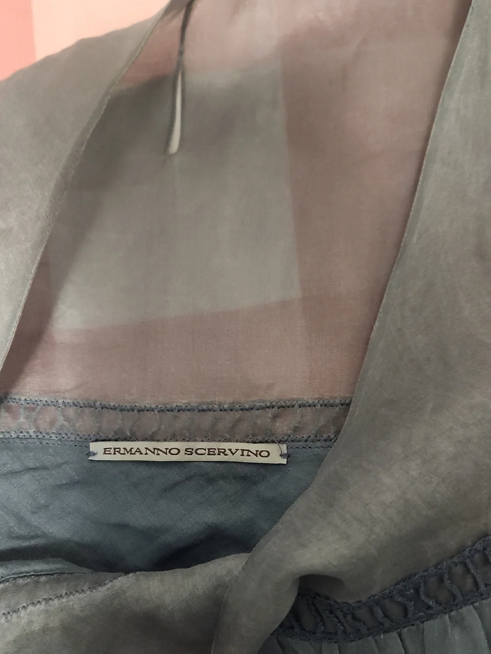 ERMANNO SCERVINO | 100% Ramie & Silk Lace Inset Dress | Made in Italy | IT 38 - Picture 8 of 15